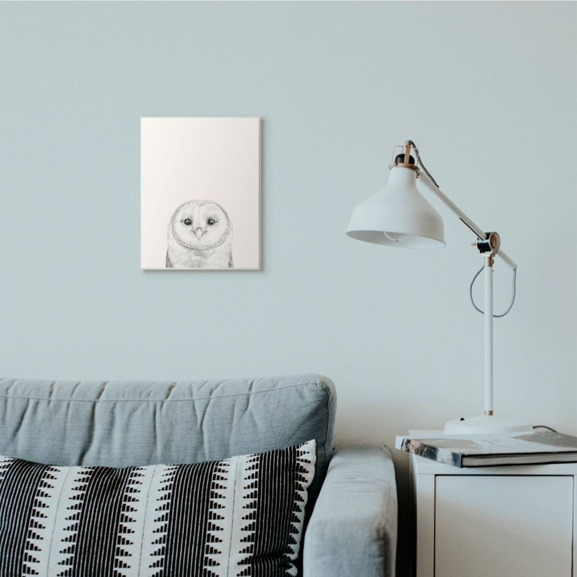 Stupell Industries Owl Portrait Grey Drawing Design Wood Wall Plaque